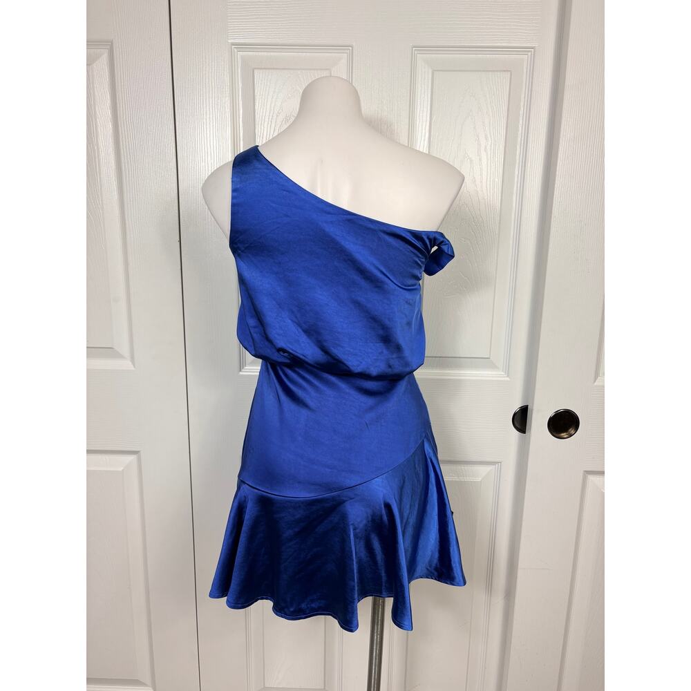 Lulus Blue Satin Mini Dress Off-The-Shoulder Dress Size S NWT - Picture 6 of 10